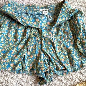 Billabong  Shorts Womens Large (12) BlueFloral Flowy Elastic Waist Boho